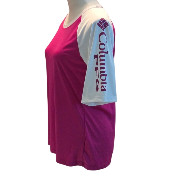 Columbia PFG Omni-Shade Women's M Pink and White Raglan Sleeve Sportswear Top - Picture 3 of 12